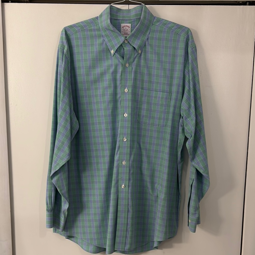 Brooks Brothers Green Plaid Men's Shirt